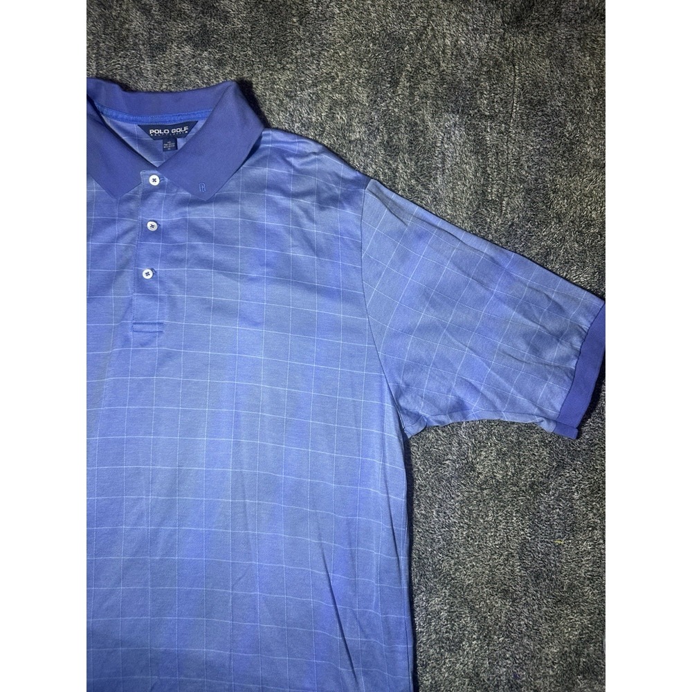 Polo Golf Ralph Lauren Shirt Men's Xl Blue Windowpane Grid Short Sleeve Polo